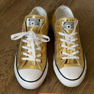 Converse all star gold sneakers